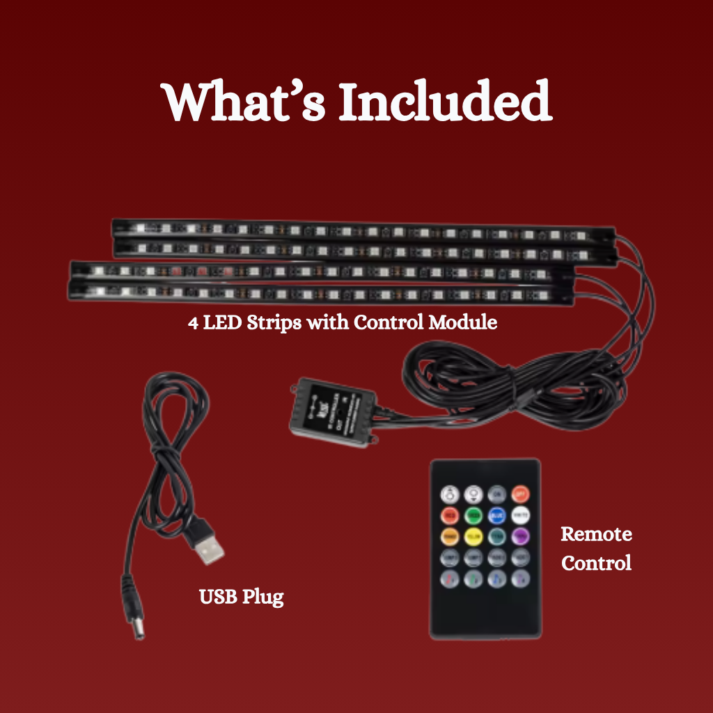 RGB LED Interior Footwell Light Strip Kit